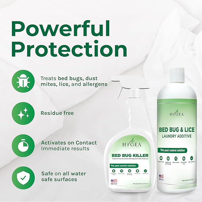 Bed Bug & Lice Elimination Combo Kit - Includes 24 oz lice & Bed Bug Spray and 32 oz Lice & Bed Bug Laundry Additive - Gentle Formula