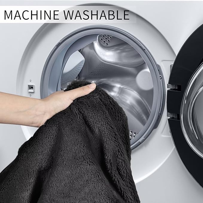 Bean Bag Chair for Adults 3FT,Soft Removable Cover for Teens/Girls Bedroom,Fluffy Giant Round Floor Beanbag Lounger Chairs (No Filler,Black)