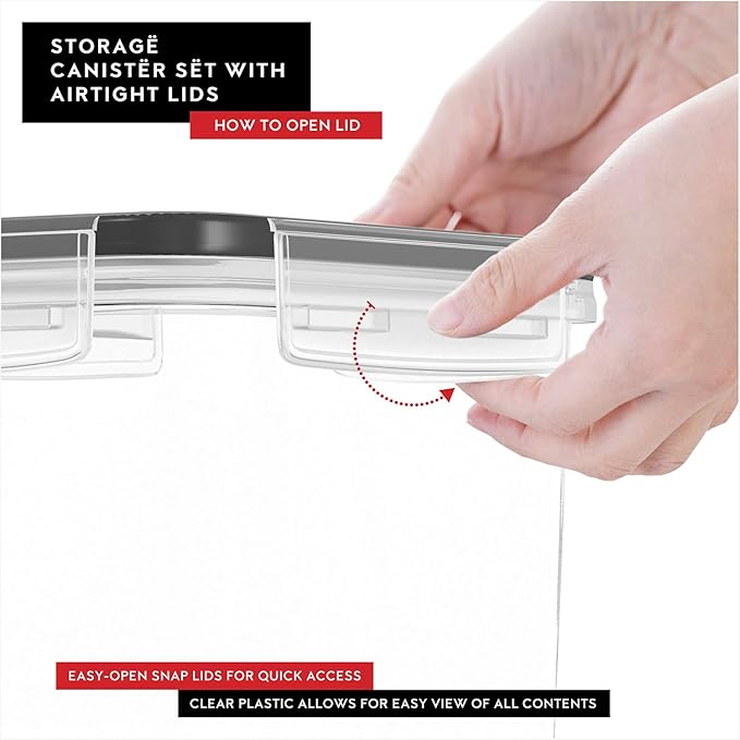 Airtight Food Storage Containers with Lids Set of 4-95 fl. oz Pasta storage Containers, BPA Free Plastic Spaghetti container - Air Tight Canisters for Kitchen Pantry Organization