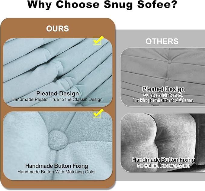 Bean Bag Chair for Adults, Bean Bag Sofa - Adult Size with Soft Waterproof Fabric for Living Room, Apartments, Reading Corner, Gaming, and Movie Venue (Mist Blue)