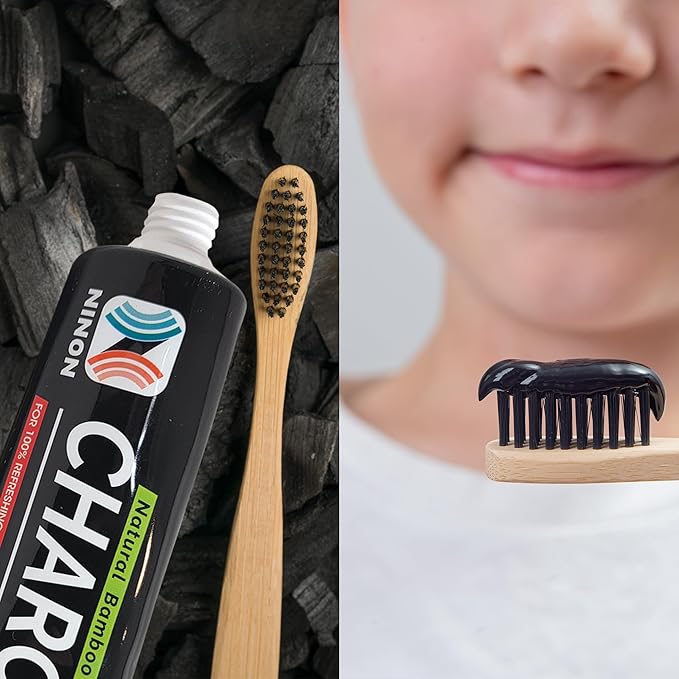 Activated Charcoal Whitening Toothpaste, Fluoride-Free, Enamel-Safe, Natural Mint Flavor, 6.5oz Tube for Stain Removal and Fresh Breath Pack of 1