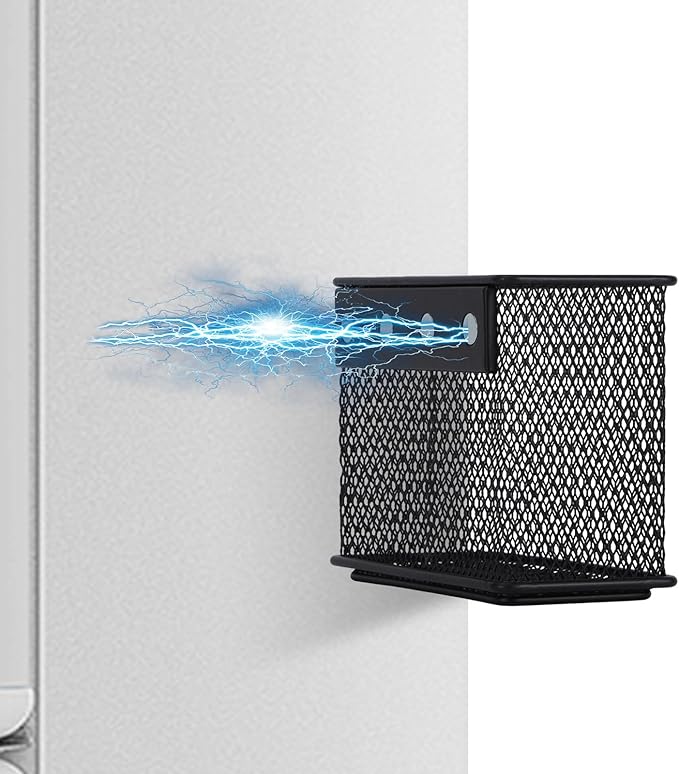 4.5' × 2.2'' × 3.5'' Magnetic Basket for Whiteboard Black Magnetic Basket for Fridge Magnetic Organizer Holder with 4 Strong Magnets Magnetic Holder for Refrigerator Locker,Set of 4