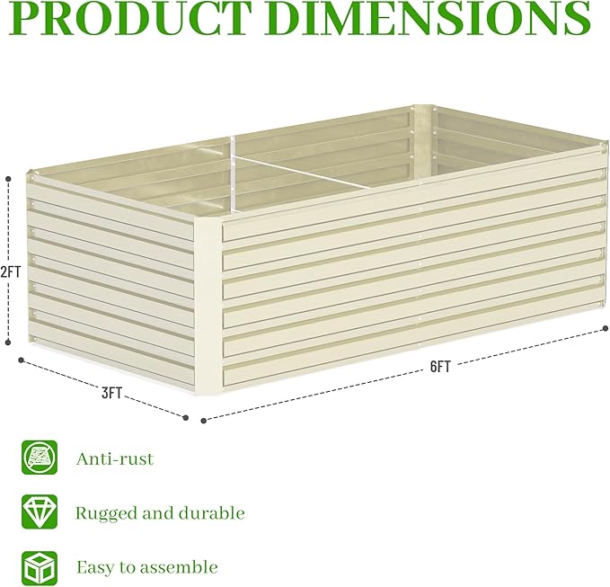 6x3x2 ft Raised Garden Bed, Large Metal Planter Raised Beds, Planters for Outdoor Plants for Vegetables, Flowers, Herbs, Fruits, and Succulents.(4 Pcs, Yellow)