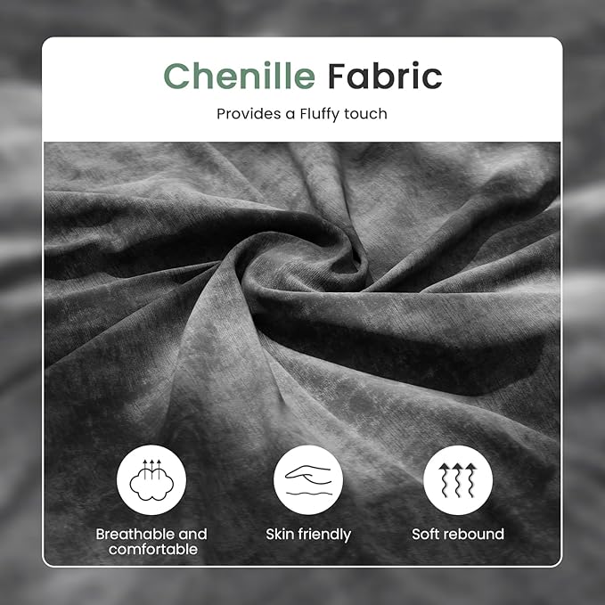 2 Piece Set Comfy Sofa Couch, 2 3-Seater Sofa with Deep Seats, Modern Sleeper Couch for Living Room, Dark Grey Chenille