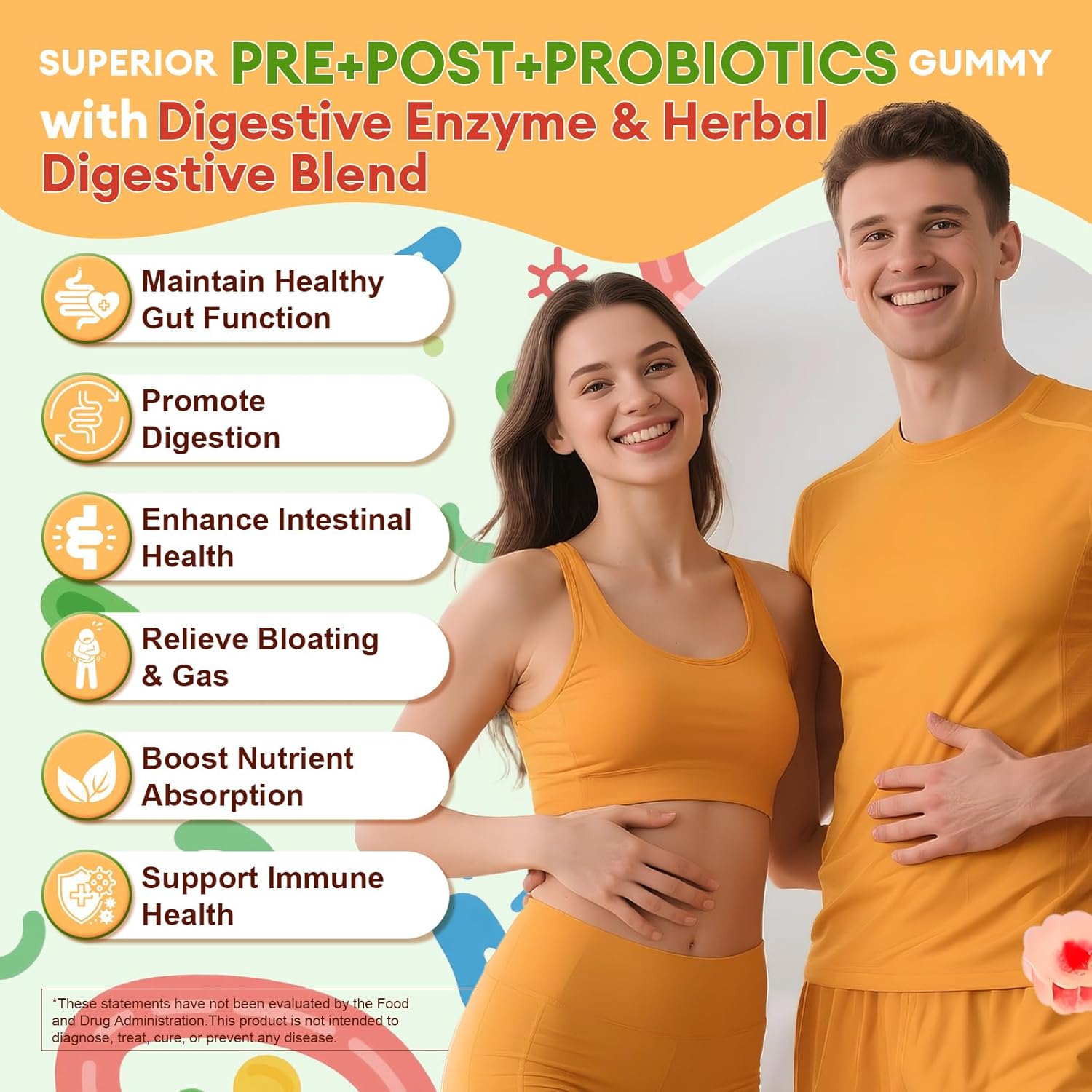 (2 Packs) Totaria Sugar Free 5-in-1 Probiotic Prebiotic Postbiotic Gummy, Probiotics for Women Men with Digestive Enzymes, Peppermint, Complete Immune, Gut & Digestive Support, Vegan Strawberry Flavor