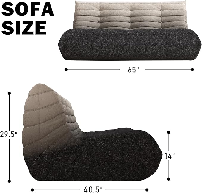 Bean Bag Chair, Oversized Fireside Chair Bean Bag Sofa Large Bean Bag Chair for Adults, 3 Seater Bean Bag Chairs for Teens with High Density Comfortable Foam, Bean Bag for Living Room(Black&White)
