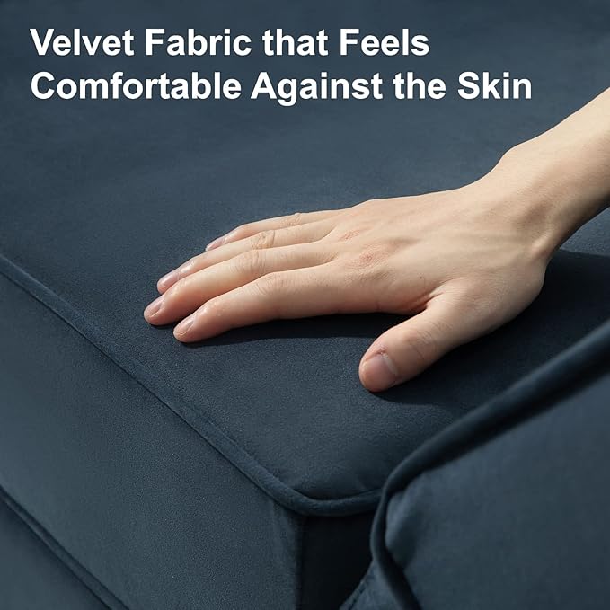 Belffin Modular Sofa Couch with Storage Seats Velvet 3 Seater Sofa for Living Room Blue