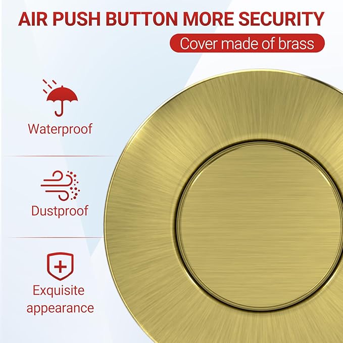 APIELE Garbage Disposal Air Switch Kit, Sink Top Push Button Switch for Food Waste Disposer, UL Listed 3.6" Long On/Off Air Button (Matte Rose Gold)