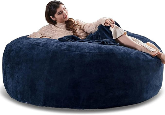 6FT,Oversized Bean Bag Chairs for Adults,Giant beanbag with Filler Included，Fluffy Memory Foam,Soft and Comfy Corduroy Fabric,Gaming Chairs Suitable for Living Room and Bedroom (Blue, 6 Foot)