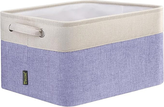 BALEINE 1 Pack Fabric Storage Bins for Shelves, Linen Storage Baskets for Organizing, Decorative Closet Bins for Clothes, Home (Lavender, 15''x11''x9.5'')