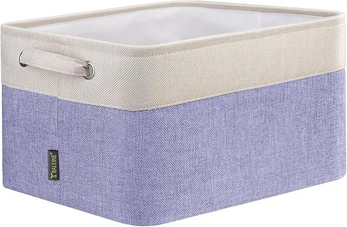BALEINE 1 Pack Fabric Storage Bins for Shelves, Linen Storage Baskets for Organizing, Decorative Closet Bins for Clothes, Home (Lavender, 12"x8"x8")
