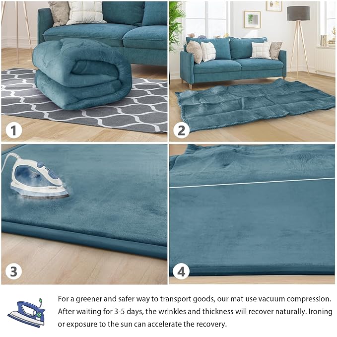 Baby Play Mat 1.2" Thick Memory Foam Nursery Rug Area Rug, 6’7” X 6’7” Yoga Mat Playmat Crawling Mat for Baby,Toddlers, Infants, Kids,Floor Mat Tatami Mat for Living Room with Non-Slip(Green)