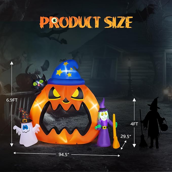 AW Animated Halloween Decorations,Scary Witch,6 FT Life Size Standing Clown,Motion/Sound Activated LED Eyes Creepy Sound,Haunted House Props,Party Outdoor Indoor Lawn Yard Patio 2025
