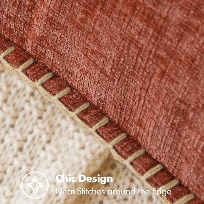 MIULEE Pack of 2 Fall Couch Throw Pillow Covers 18x18 Inch Burnt Orange Farmhouse Decorative Pillow Covers with Stitched Edge Soft Chenille Solid Dyed Pillow Covers for Sofa Bed Living Room