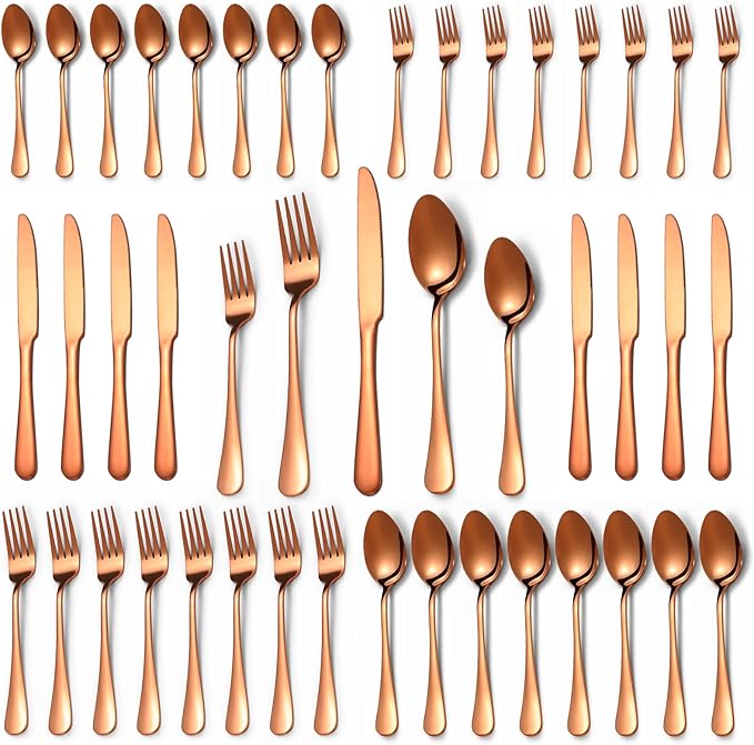 40 Pcs Rose Gold Silverware Set for 8, Food Grade Stainless Steel Flatware Set, Eating Utensils Sets Include Fork/Knife/Spoon,Home Kitchen Tableware Set, Reusable Cutlery Set, Dishwasher Safe