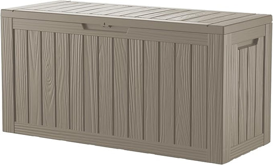 80 Gallon Double-Wall Resin Deck Box - Lockable Waterproof Outdoor Storage Box, 515lbs Capacity & Doubles as Seating for Patio Furniture - Garden Tools, Pool Accessories (Brown)