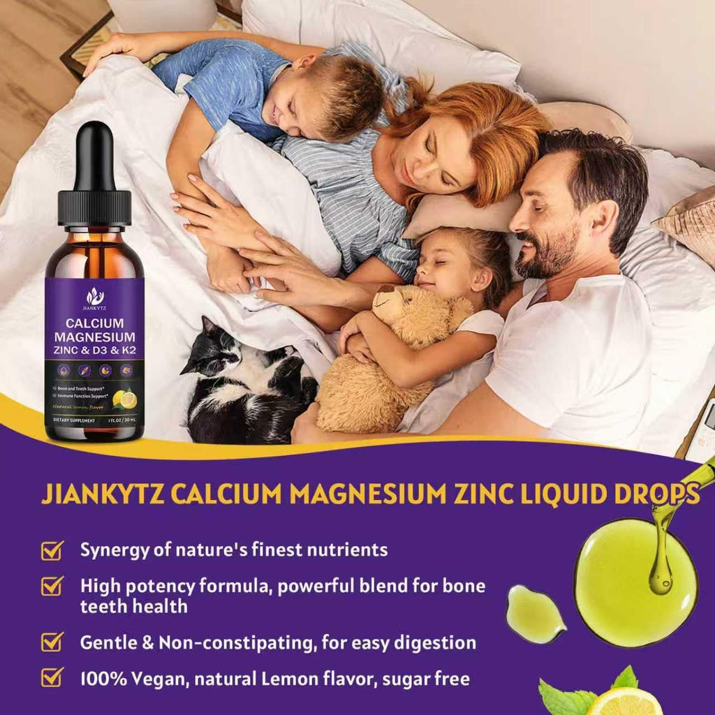 (2 Pack) Calcium Magnesium Zinc Liquid Drops for Women and Men - Bone & Teeth, Immune Support, Liquid Calcium Supplement with Magnesium Glycinate, Vitamin C D3 K2 B6, Lemon Flavor | Sugar Free
