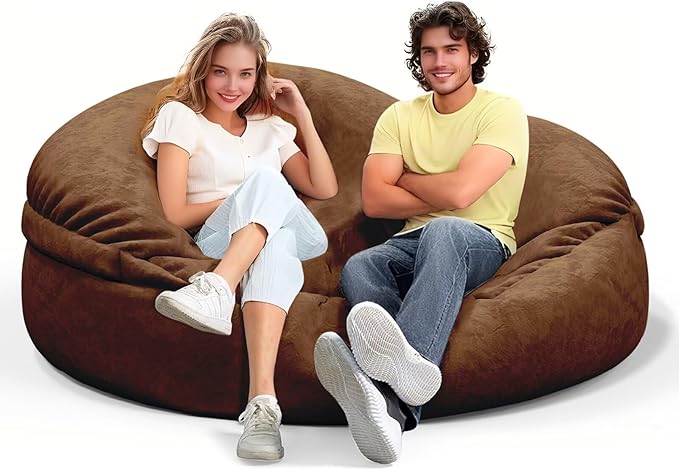 Bean Bag Chair for Adults 4FT,Soft Removable Cover for Teens/Girls Bedroom,Fluffy Giant Round Floor Beanbag Lounger Chairs (No Filler,Deep Coffee)
