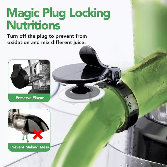 Aeitto Cold Press Juicer with Large Feed Chute, Large Capacity, Juicer Machines for Fruits and Vegetables, Slow Masticating Juicer Self Feeding, Easy to Clean, High Juice Yield