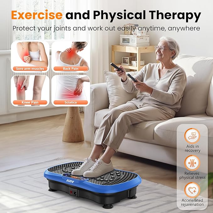 AXV Vibration Plate Fitness Platform Exercise Machine Vibrating Lymphatic Drainage Shaking Full Body Shaker Workout Vibrate Stand Shake Board Sport Gym for Weight Loss Fat Burner for Women Men