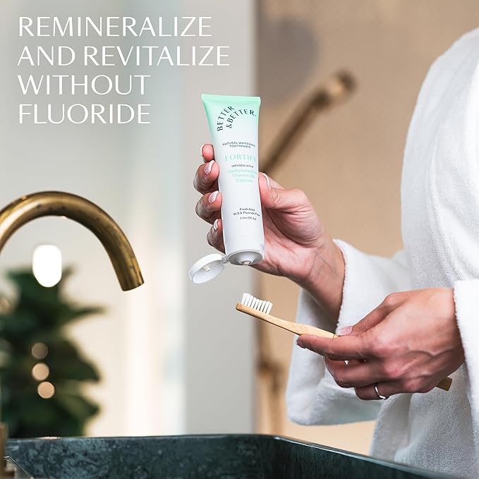 Better & Better Fortify Hydroxyapatite Toothpaste | Infused w/VIT. D & Calcium | Fluoride & SLS Free for Sensitive Brushers | Natural & Vegan Whitening Toothpaste | Fresh Mint Flavor | 3.4oz, 3 Pack