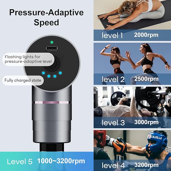 arboleaf Massage Gun Deep Tissue with Metal Head, Full-Metal Electric Portable Hand Held Massager Gun with Case for Back, Body Sore Muscles, Pain Relief, Gifts for Dad, Office, Home, Athletes