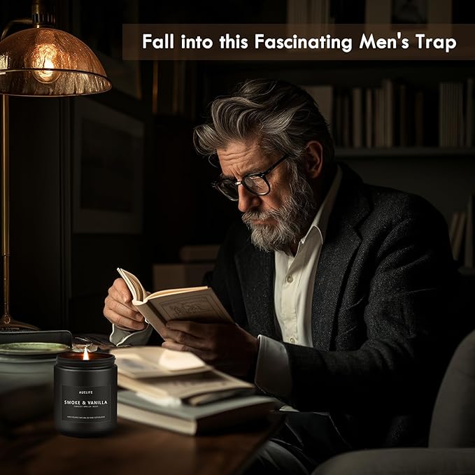 2 Pack Candle | Smoke & Vanilla + Whiskey Tobacco - Candles for Men - Masculine Candle, Soy Candles for Home Scented - Gifts for Men, Home Fragrance Manly Gifts - Each of 7oz