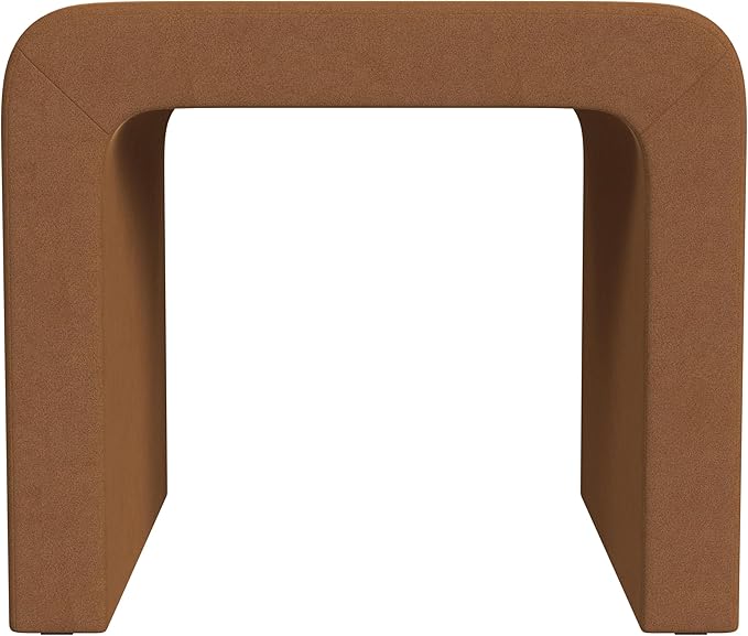 Modern Channel Rust Velvet Foot Stools Ottoman Home Décor, Soft Ottoman Foot Rest Chair for Bedroom and Living Room, Vanity Chair and Stool in Dressing Area, and Lounge