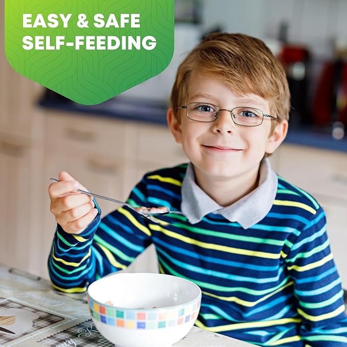 8 Pieces Toddler Utensils, Kids Stainless Steel Silverware Set - 4pcs Forks and 4pcs Spoon, Cute Children Flatware Sets with Mirror Polished, Self Feeding Safe, Dishwasher Safe