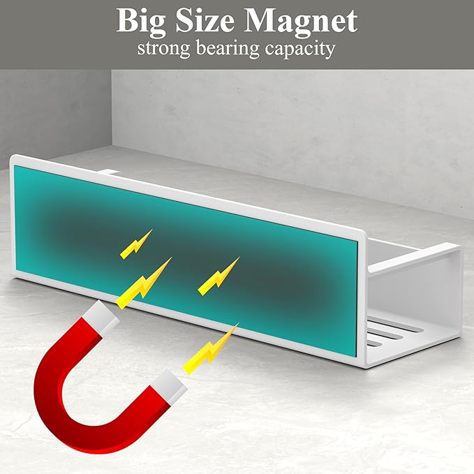 4 Pack Magnetic Spice Rack Organizer for Refrigerator and Oven, White Fridge Organizers and Storage for Kitchen