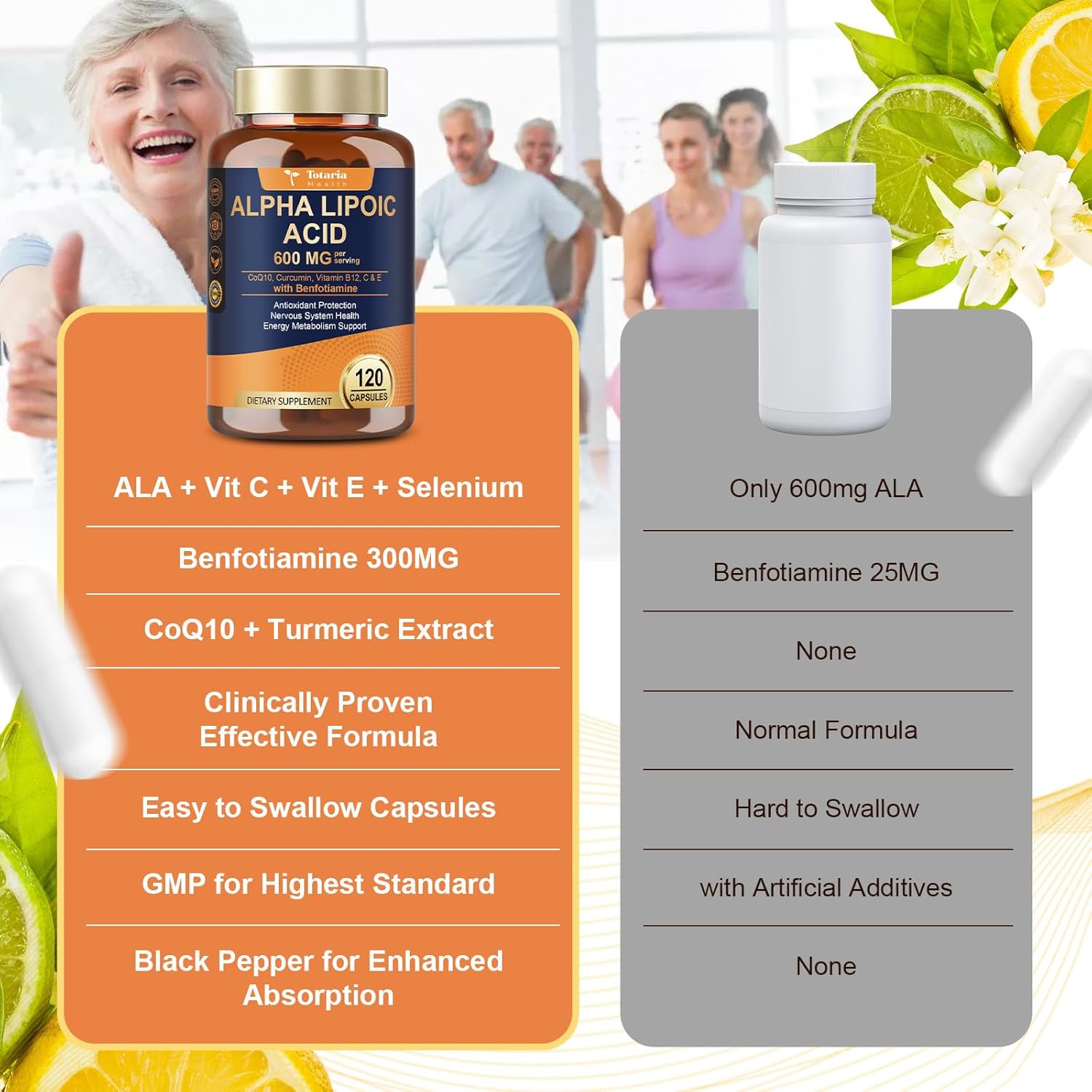 (2 Packs) Alpha Lipoic Acid 600mg with Benfotiamine 300mg - ALA Supplement for Neuropathy Support Nerve Health & Antioxidant, Cell Energy, Metabolism and Anti-Aging, Non-GMO, Gluten Free, Vegan