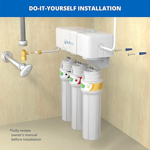 Aquasana Under Sink Water Filter System - Reduces PFAS, Lead, & Chlorine in Drinking Water - Under Counter Claryum Filtration for Kitchen - 3-Stage Max Flow - Chrome Faucet - AQ-5300+.56