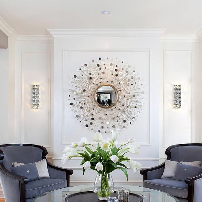 6 Layer Chrome Crystal Wall Sconce, Modern Wall Lamp Light Fixture for Bathroom Vanity, Stairway, Kitchen, Living Room, Bedroom, Hallway