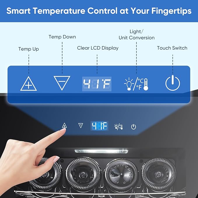 24 Bottle Compressor Wine Cooler Refrigerator with Lock, Freestanding Wine Fridge, 41°F-64°F Digital Temperature Control, Large Wine Cellar for Red, White, Champagne, and Sparkling Wine – Black