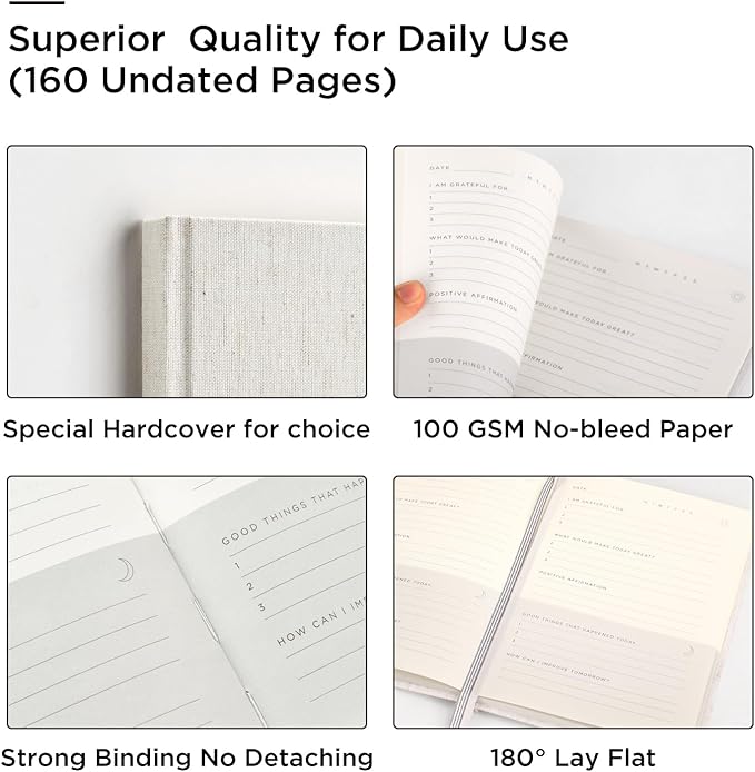 &And Per Se Gratitude Journal – Five Minutes a Day to Cultivate Mindfulness, Happiness, Positive Vibes, Affirmations & Self-Reflection – Undated Daily Gratitude Journal for Women & Men (Black)