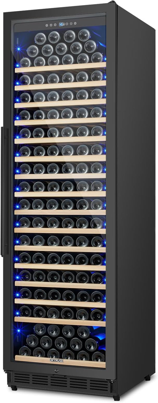 200 Bottle Upgrade Wine Cooler Refrigerator - 24 Inch Large Capacity Wine Fridge Built-In Freestanding, with Quiet Compressor, Professional Temperature Control & Wine Cellar - Black