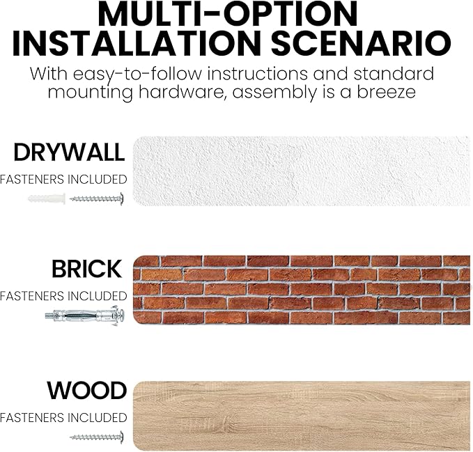 48 Inch Floating Shelves for Wall, Rustic Live Edge Elm Wood Shelf, Heavy-Duty Deep Floating Shelf for Home Decor, Wall Mounted Storage Shelves for Books, Bathroom, and Kitchen, Natural Finish