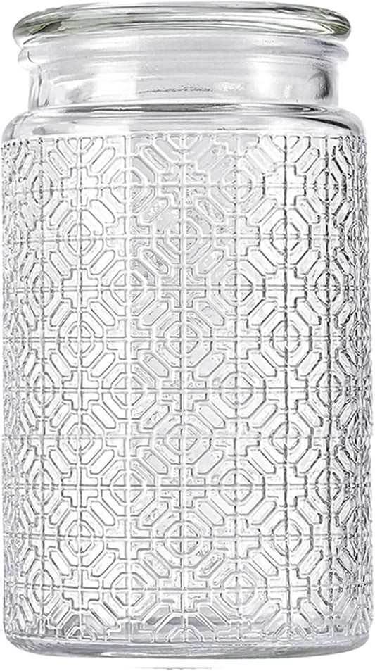 32oz Vintage Glass Jar With Lid, Glass Storage Containers, Airtight Kitchen Storage Containers For Sugar, Coffee, Tea, Spice, Flour, Candy Cookie, Pasta, Cereal, Cute Decorative Jars