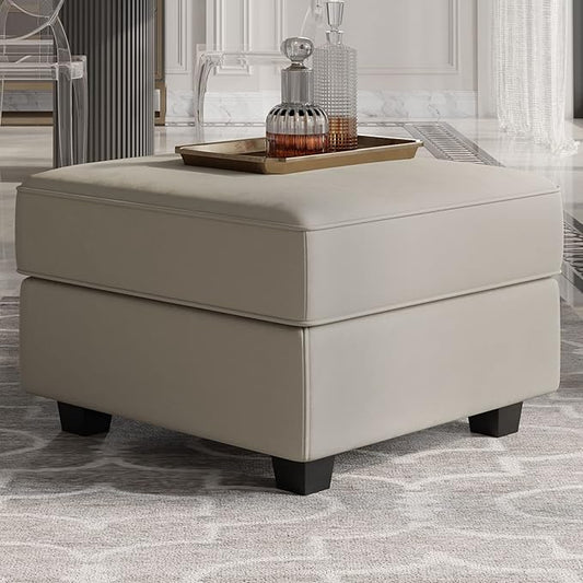 Belffin Storage Ottoman Module for Modular Sectional Sofa Square Seat Cube Velvet Foot Stool Grey