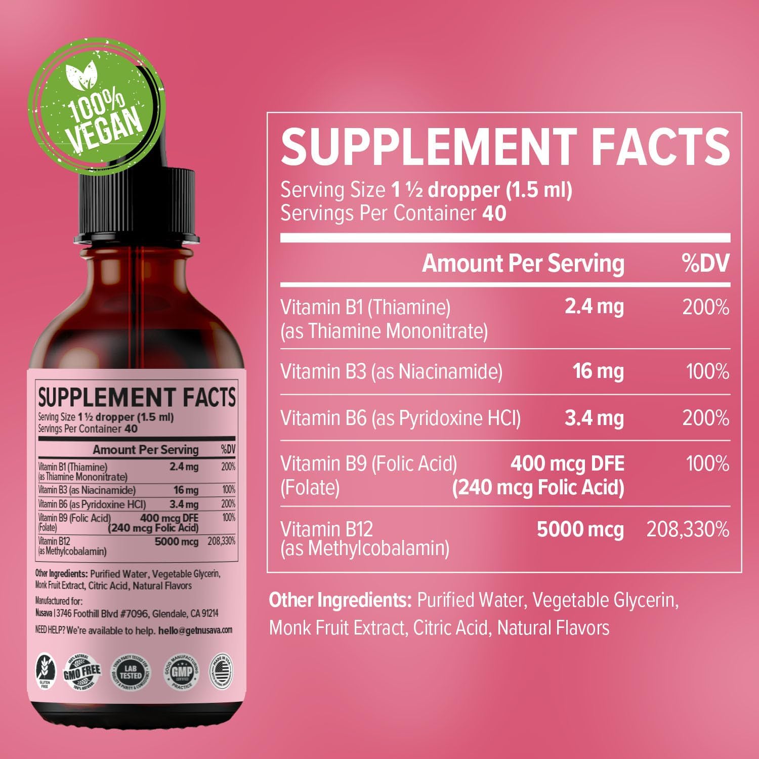 (2 Pack) Vitamin B12 and B6 Liquid Drops, B12 Sublingual Vitamin B Complex - B 12 Vitamin 5000mcg - B12 Methylcobalamin for Energy, Brain, and Heart Support with 27,200 mcg, Strawberry, 80 Servings