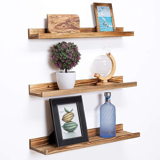 AZSKY Floating Shelves Set of 3, Picture Ledge Shelf, 24 Inches Long Large Nursery Book Shelves for Toys Storage, Kids Bookshelf Wall Mounted for Living Room Bedroom Decor Books Photo Frames