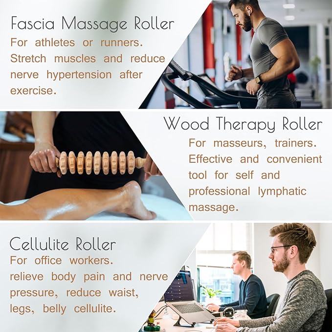 2pcs Wooden Massage Roller Wood Therapy Massage Tools Body Shaping，Anti Cellulite Wood Roller Masssager，Manuel Wooden Fascia Massage Roller，Wood Body Sculpting Tools，Wood Body Massage Roller