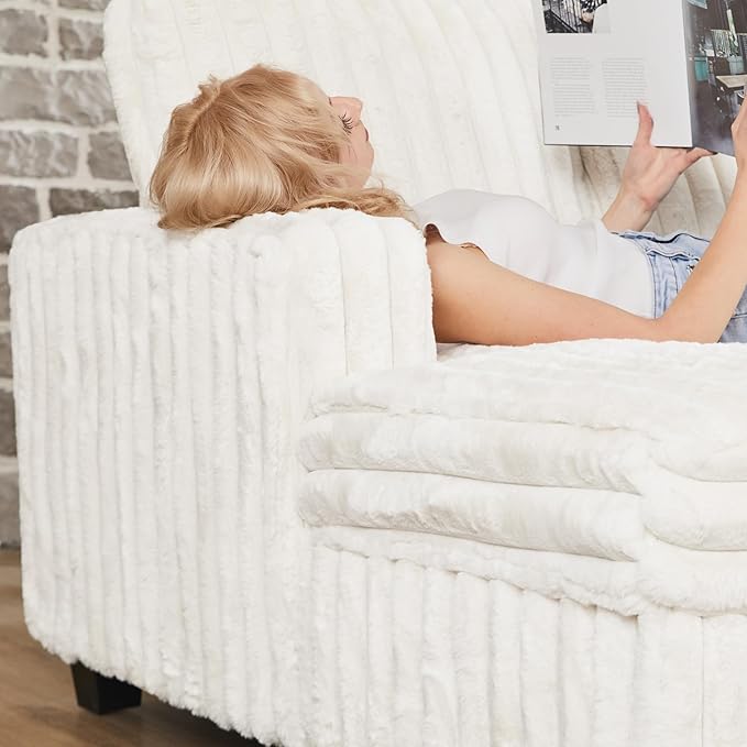 Belffin Corduroy Sleeper Sofa Bed with Storage Chaise Modular Sectional Sofa Couch with Pull Out Bed L Shaped Sectional Couches for Living Room White Couch