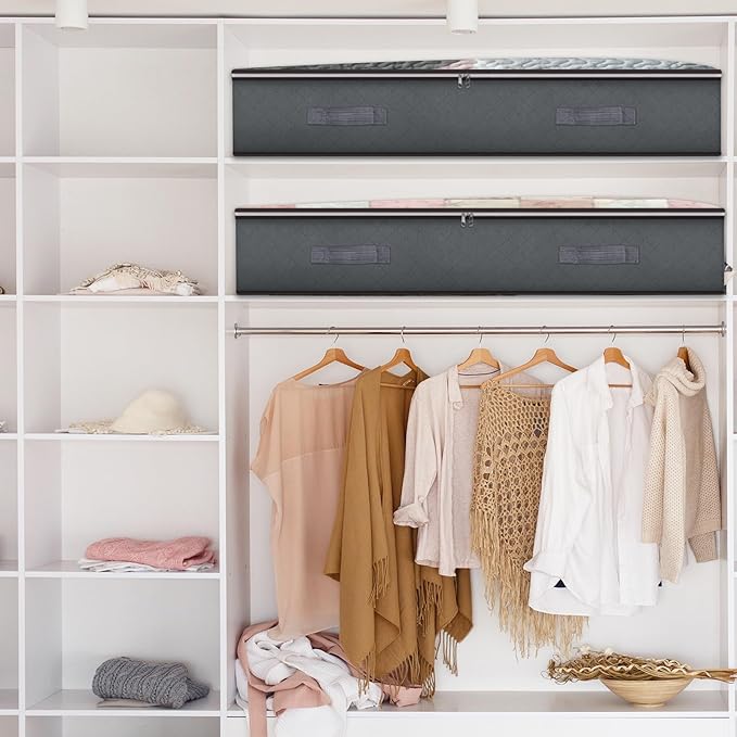 8 Pack Under Bed Storage Containers, 90L Collapsible Closet Organizers and Storage Bins, Underbed Storage Bags for Wrapping Paper, Blanket, Towels, Clothes, Comforter, Sweaters, Linen Sheet