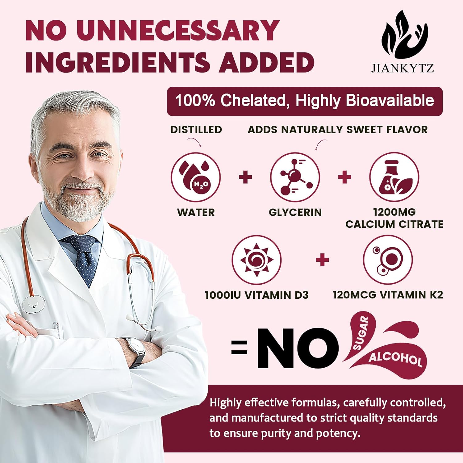 (2 Pack) Calcium Citrate with Vitamin D3 Liquid Drops for Women - Bones, Teeth, Immune Support, 1200mg Calcium Citrate Liquid Drops with Vitamin D3 K2, Vegan, Sugar-Free, 1 Fl Oz