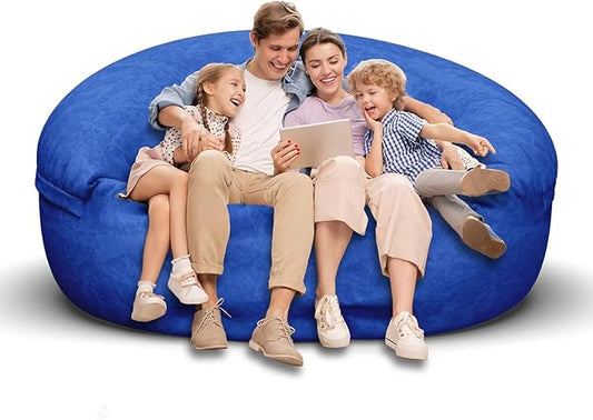 Bean Bag Chair for Adults 6FT,Soft Removable Cover for Teens/Girls Bedroom,Fluffy Giant Round Floor Beanbag Lounger Chairs (No Filler,Sapphire)