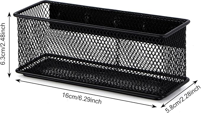 6.29'' × 2.28'' × 2.48 Black Magnetic Basket for Refrigerator Magnetic Organizer Holder Locker Organizer for Home Office Accessories Magnetic Basket for Whiteboard,Set of 4
