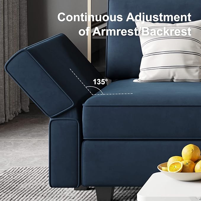 Belffin Modular Sectional Sofa U Shaped Velvet Couch with Reversible Chaise Oversized Couch with Ottoman Blue…