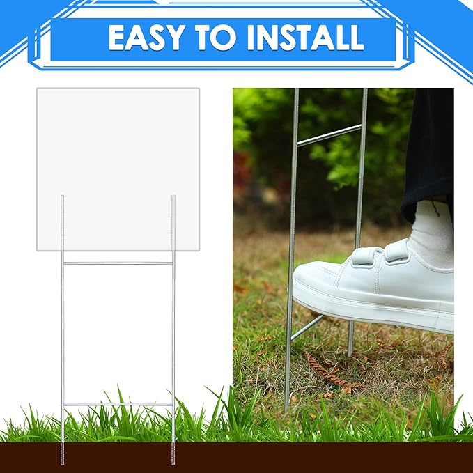 30 Pcs H Stakes for Yard Signs 30'' x 10'' Metal Heavy Duty H Frame Wire Stakes Weatherproof Metal Holder for 4mm 5mm Corrugated Signs Advertising Board Guidepost Yard Halloween Decor