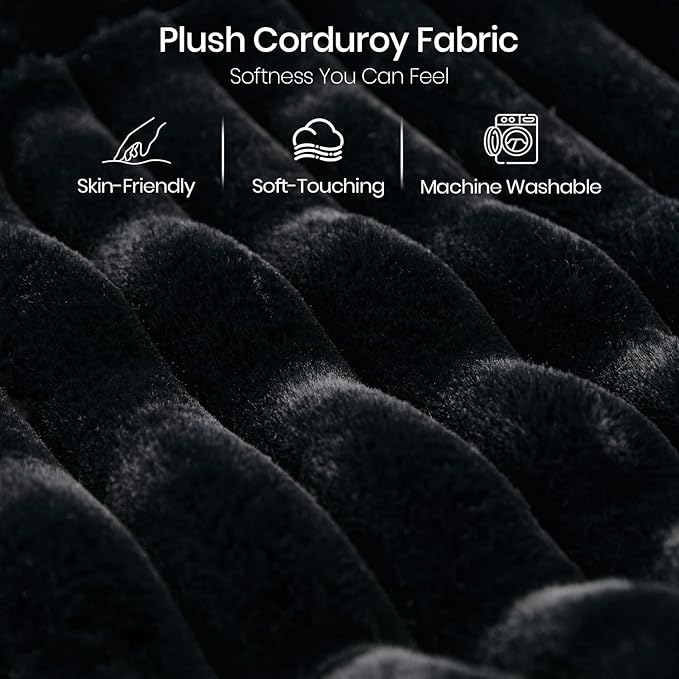 Belffin Corduroy Sleeper Sofa Bed with Storage Chaise Modular Sectional Sofa Couch with Pull Out Bed L Shaped Sectional Couches for Living Room Black Couch